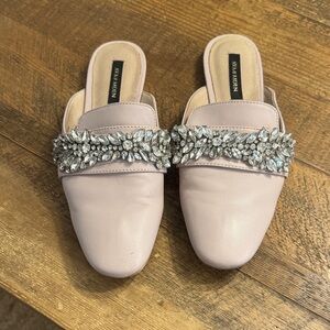 Ava & Aiden Blush Pink Jeweled Slip-On Mules